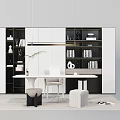 Study Bookcase Manager's Room Bookcase Bookshelf Desk Writing Desk Boss Desk Display Bookcase Study Chandelier 3d model