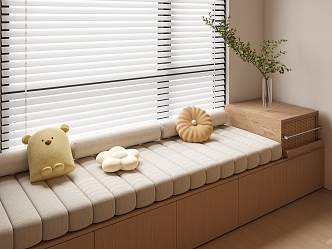 Modern Cream Bay Window Shutter Curtain Modern Bay Window Cushion Bay Window Cushion Bay Window Pillow 3d model