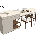 Nakajima counter bar counter operating table dining table and chairs 3d model