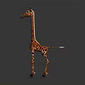 3D Giraffe Character With Brown Spots Long Neck Standing On Gray Background 3d model