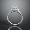 Elegant Silver Diamond Ring With Sparkling Center Stone And Side Accents 3d model