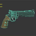 Classic Revolver Firearm With Wooden Grip And Metal Cylinder Barrel Design