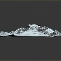 Snowy Mountain Terrain Model With Snow Covered Peaks And Rocky Ridges