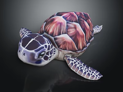 Soft Purple And Pink Turtle Stuffed Toy With Colorful Shell Patterns 3d model
