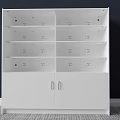 Functional White Storage Cabinet With Multiple Shelves And Bottom Doors 3d model