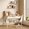Cozy Home Study Room With White Desk Chair Books Radio And Calendar