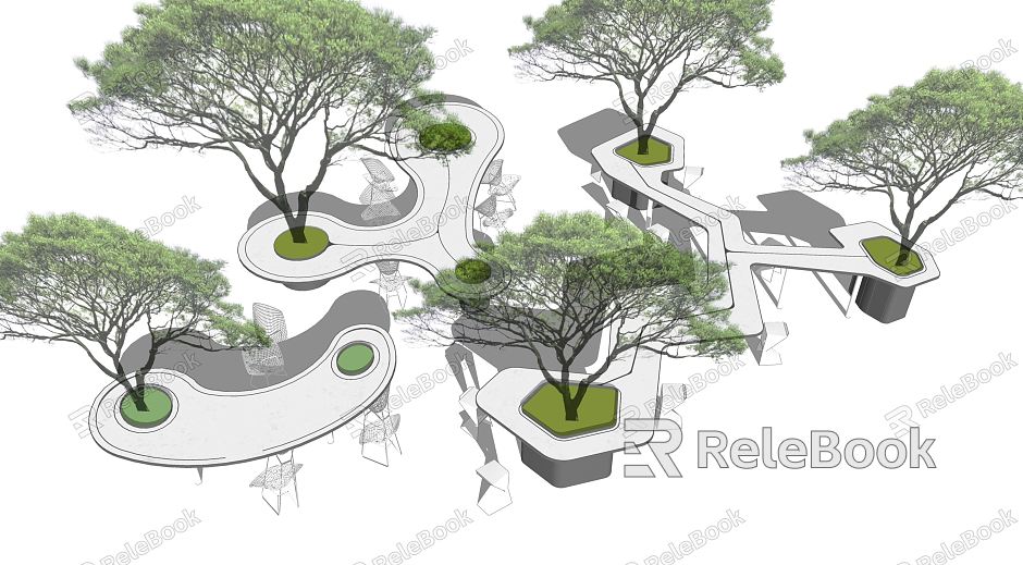 Modern tree pool landscape seat model