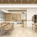 School Traditional Culture Activity Room With Wooden Tables Bookshelves Chinese Partitions And Round Mirror
