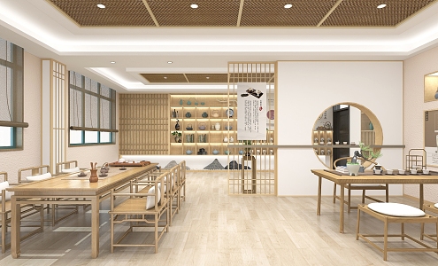 Tea Art Classroom Chinese Studies Classroom Tea Art Exhibition Hall New Chinese Style Classroom Leisure Area 3d model