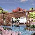 Modern gallery frame waterscape grille gradient leisure gallery frame 3d model