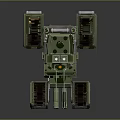 Green Armored Military Vehicle With Cannon Antenna Tracked Chassis And Yellow Markings