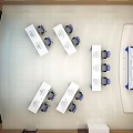 Modern Monitoring Room Interior With Control Console Ergonomic Chairs And Monitor Screens
