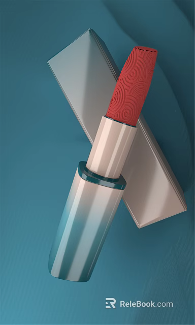 Luxury Red Textured Lipstick With Modern Packaging Box And Sleek Design 3d model 