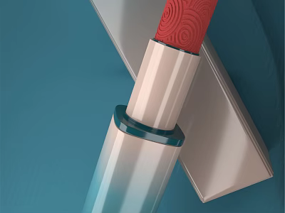 Luxury Red Textured Lipstick With Modern Packaging Box And Sleek Design 3d model