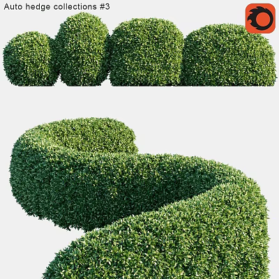 Green Neatly Trimmed Spiral Shaped Hedges For Garden Landscape Design 3d model