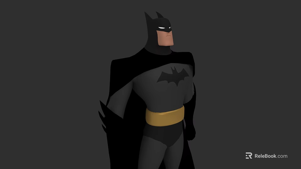 Animated Batman Character In Classic Costume With Yellow Belt And Bat Symbol Standing Pose 3d model 