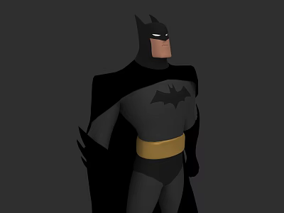 Animated Batman Character In Classic Costume With Yellow Belt And Bat Symbol Standing Pose 3d model