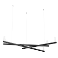 Modern Linear Pendant Light Design With Black Frame And White Cylindrical Shades