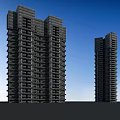 Modern High Rise Residential Building With Glass Facade And Balconies Under Blue Sky