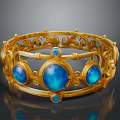 Elegant Gold Bracelet With Blue Gemstones And Intricate Carvings Design