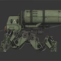 Futuristic Multi Legged Mechanical Robot With Green Armor And Cylindrical Structure 3d model