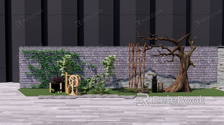 New Chinese style landscape sketch courtyard landscape model