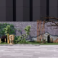 New Chinese style landscape sketch courtyard landscape 3d model