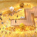 Golden Wheat Field Photo Check-in Spot With Wooden Plank Path Scarecrows And Windmill