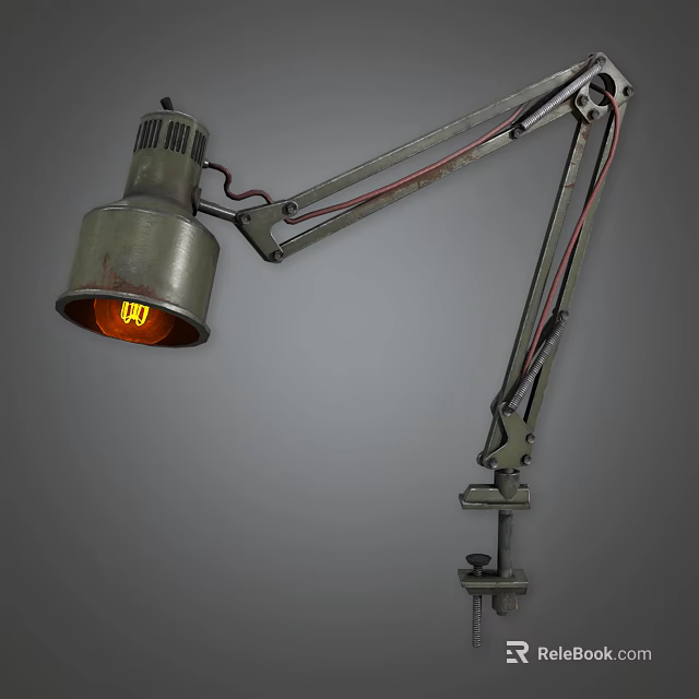 Industrial Style Metal Desk Lamp With Adjustable Arm And Warm Yellow Light 3d model 