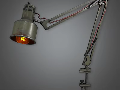 Industrial Style Metal Desk Lamp With Adjustable Arm And Warm Yellow Light 3d model