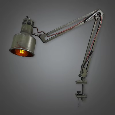 Industrial Style Metal Desk Lamp With Adjustable Arm And Warm Yellow Light 3d model