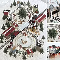 Christmas Themed Garden Landscape With Train Tracks Reindeer And Snowy Decorations