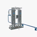 Industrial Dual Tank Air Dryer System with Blue Pipes Gauges and Control Panel