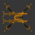 Yellow Mechanical Spider Robot With Multi Legged Design And Stripe Pattern