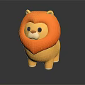 Cute Cartoon Lion Toy 3D Model with Orange Mane and Yellow Body in Adorable Design