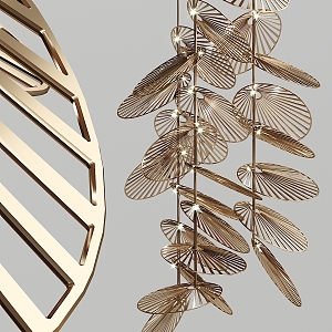 Modern Alien Chandelier Golden Leaf Chandelier 3d model