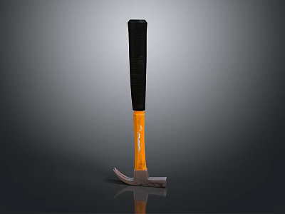 High Quality Commercial Hammer Tool With Black Handle Orange Shaft And Metal Head 3d model