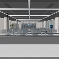 Modern Spacious Control Room Office Desks With Complete Set Of Monitors And Ergonomic Office Chairs