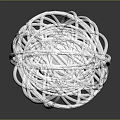 White Woven Decorative Sphere Ornament Placed on Dark Reflective Surface 3d model