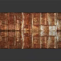 Rustic Rusted Rectangular Wooden Box With Weathered Surface On Dark Reflective Background