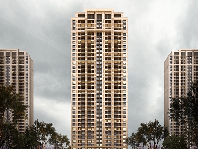 modern high-rise residential district 3d model