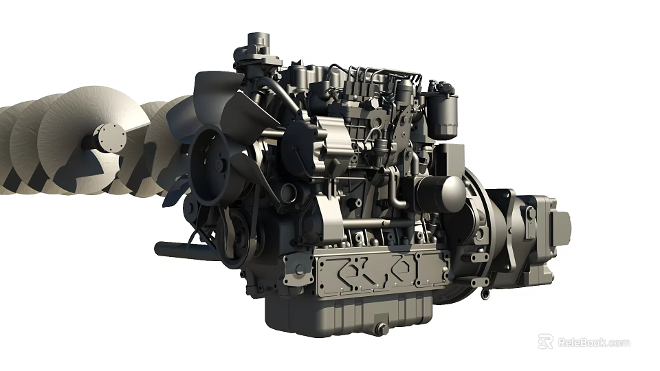 High Power Industrial Engine Mechanical Design With Detailed Components And Heavy Duty Parts 3d model 