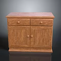 Natural Wooden Cabinet With Two Top Drawers And Double Doors Wood Grain Surface