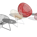 Modern Woven Outdoor Chairs With Metal Frame In Red Beige And Black Colors