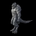 Game And Movie Character Shark Like Monster With Gray Scaly Skin Muscular Body Sharp Teeth