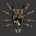 Steampunk Game Movie Character Mechanical Spider With Clock Face And Metal Legs