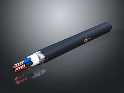 Black Outer Phone Digital Charging Cable With Copper Core And Blue White Design 3d model