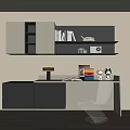 Modern desk bookcase 3d model
