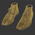 Brown Leather Mid Top Lace Up Shoes With Classic Design And Vintage Style