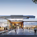Bustling Commercial Street With Traditional Modern Architecture Lush Greenery Open Plazas And Pedestrians